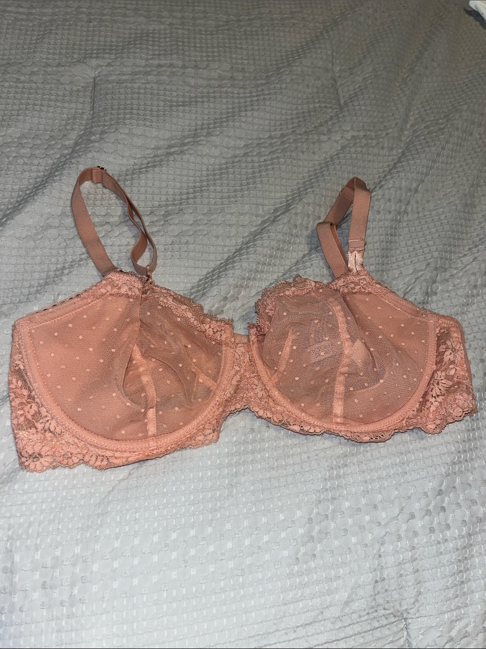 Victoria's Secret Sheer Lace Unlined Bra in Dusty Rose